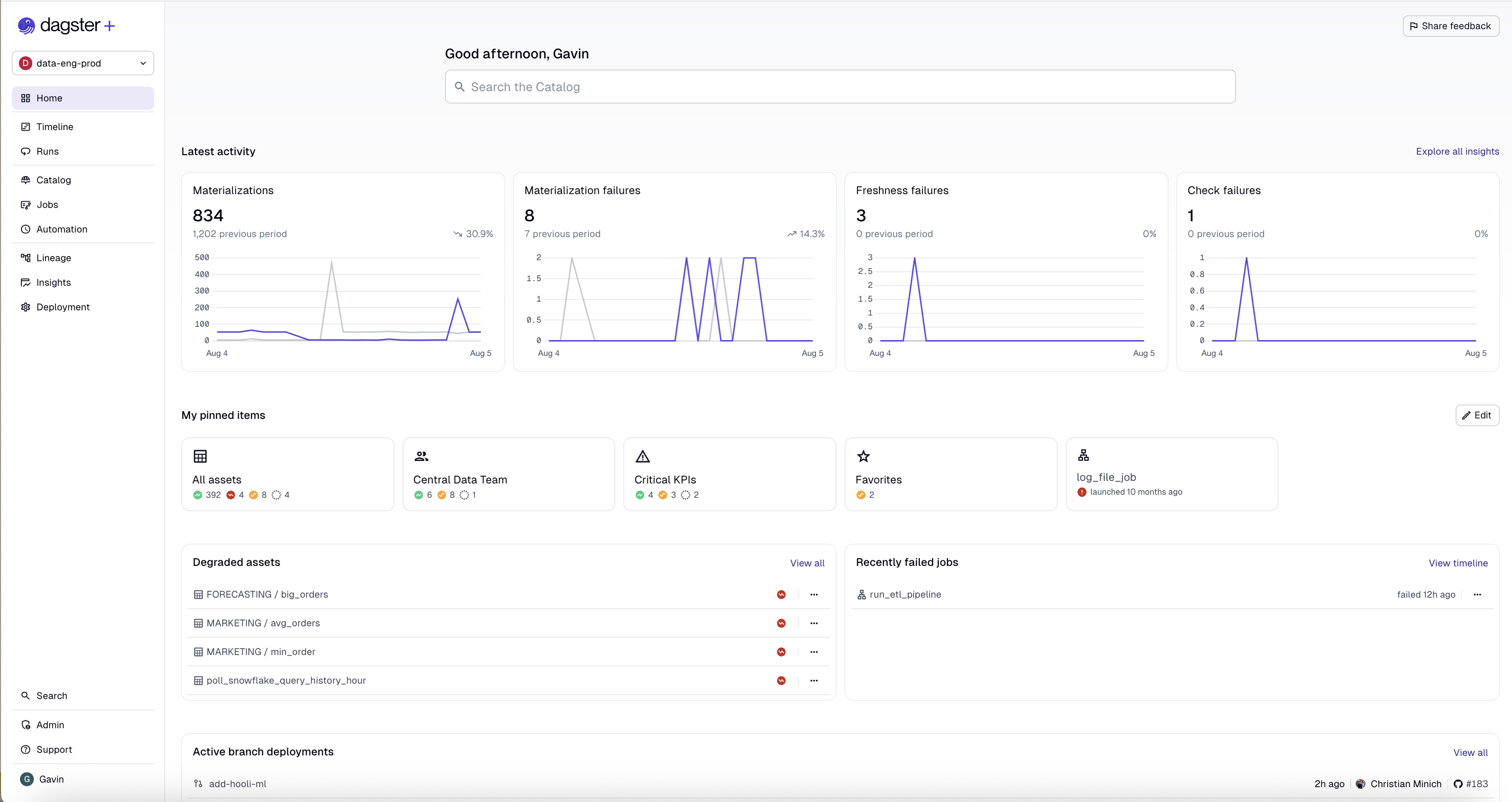 New Dagster+ homepage